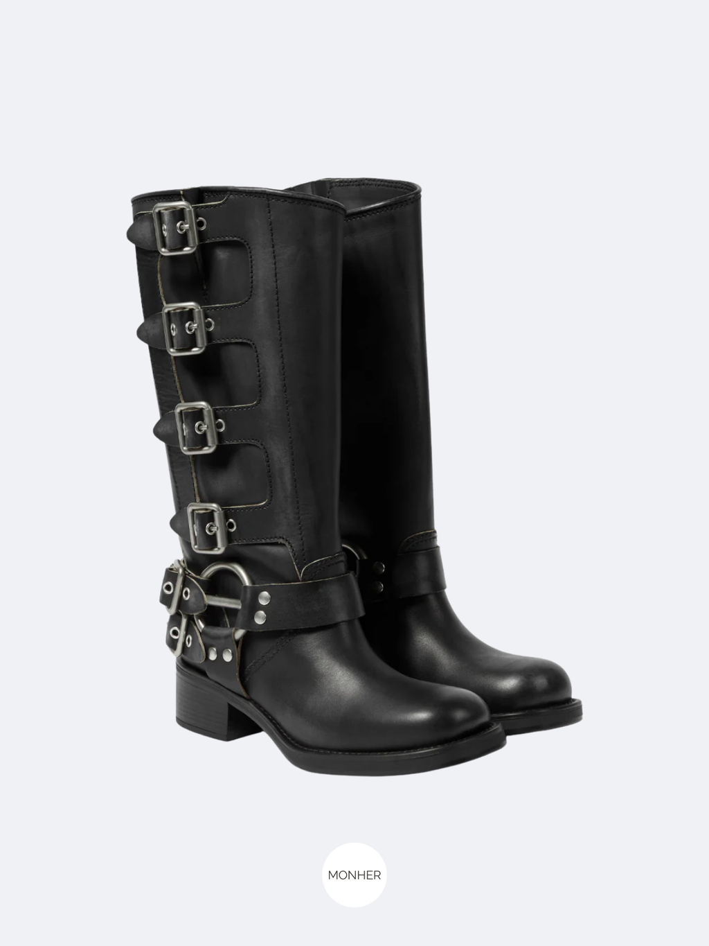 Harley Boots Negro – Botín Premium con Hebillas