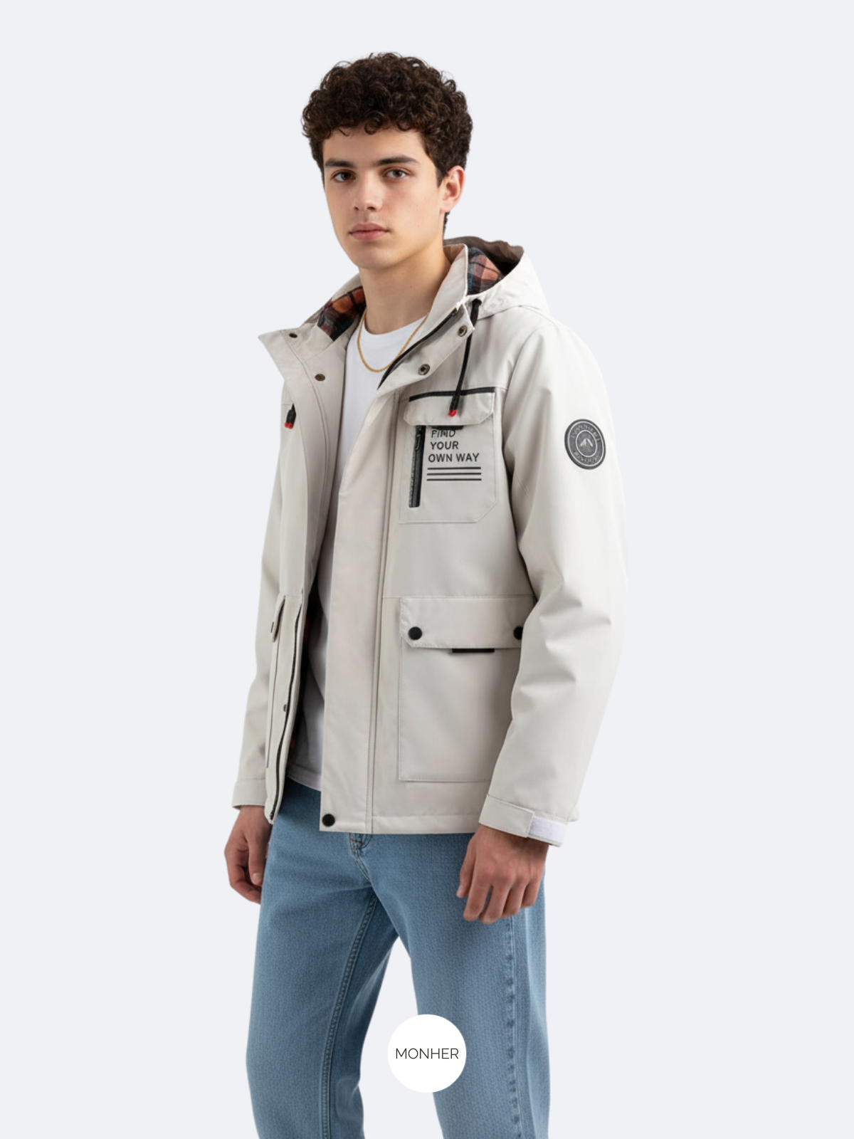 Chaqueta impermeable blanca
